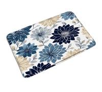 Indoor Mats Blue Dahlia Navy Florwers Elegant Print Pinnata Modern Blooming, Funny Bathroom Mat Soft Rug Mats 40X60Cm For Hallway Hall Kitchen