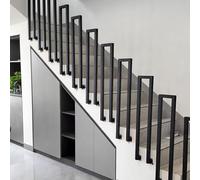 Indoor Metal Stair Handrail - U-Shaped Side Mount Railing, Safety Non-Slip Deck Decorative Fence, Wall Mounted Outdoor Grab Bar Guardrail, for Loft Support Rod Kit(Black,85cm/33.4in)