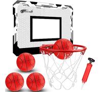 Indoor Mini Basketball Hoop Set with 4 Balls, Portable Wall Mounted Mini Hoop Over The Door Wall, Room Office Pool Basketball Toys Birthday Gift for Kids Boys Teens