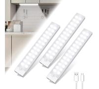 Tailcas Indoor Motion Detector Lamp, USB Rechargeable Kitchen Sensor Cabinet Lighting, Cupboard Night Light, Dimmable Closet Light for Wardrobe, Staircase, Hallway
