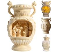 Indoor Neoclassical Vase Fountain Home Decor - Aegean Accents, The Fountain of Eternity - Danaides Greek Goddess Tabletop Water Fountain with LED light for Living Room Office Desk