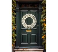 Indoor or Outdoor Pre-Lit Micro LED Wreath with 5m Lead & Timer - Mains Powered Warm White Door, Wall or Window Light Up Hanging Round Festive Christmas Xmas Decoration - 50cm Diameter