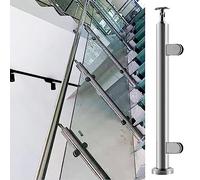 Indoor Outdoor 304 Stainless Steel Glass Balustrade Posts - Clamp Post Support System(Silver End Post,100cm)