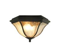 Indoor/Outdoor Black Ceiling Light, 2-Light Flush Mount Ceiling Light Fixture with Glass Lampshade, Industrial Vintage Ceiling Lamp for Porch Hallway Kitchen Entryway Foyer Farmhouse, JYLSSKUK