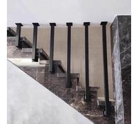 Indoor Outdoor Black Metal Railing - 135cm Non-Slip Support Bar, Ceiling Mounted L-Shaped Balustrade Kit for Safety, Ideal for Homes & Businesses