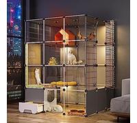 Indoor/outdoor Cat Cage, Cat Cage with Litter Box, Pet Playpen for Cats, Transparent Design, Kennels for Cats Easy To Clean (Package B 110 * 110 * 145CM)