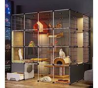 Indoor/outdoor Cat Cage, Cat Cage with Litter Box, Pet Playpen for Cats, Transparent Design, Kennels for Cats Easy To Clean (Package C 145 * 110 * 145CM)