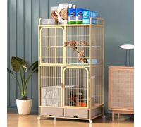 Indoor Outdoor Cat Enclosure with Litter Box, Heavy Duty Playpen with Wheels, Multi-Tier Cat Condo for Safe Play and Rest