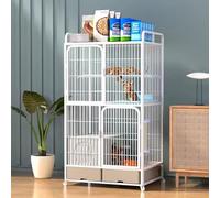 Indoor Outdoor Cat Enclosure with Litter Box, Heavy Duty Playpen with Wheels, Multi-Tier Cat Condo for Safe Play and Rest