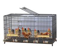 Indoor Outdoor Chicken Coop, Poultry Cage for 3-15 Chickens, Chicken House with Grass Nest Rollers, Large Backyard Chicken Shelter