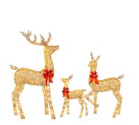 Indoor Outdoor Decor Featuring Lighted Reindeer Family, Large Holiday Lighted Deer Set with Life-Size Reindeers and Glowing Dots, 3D-Shape Design for