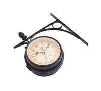 Indoor/Outdoor Double-Sided Timepiece Retro Double Sided Iron Outdoor Walls Clocks Train Home Large Decor Round Hanging Mounted Easy to Hang