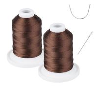 Indoor Outdoor Extra Strong Upholstery Repair Thread - UV Resistant - Heavy Duty Simthread 100% Polyester Bonded Thread Tex 69 (12wt) - 250 Yards x 2 Spools NP-D.Brown