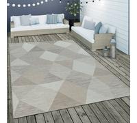 Indoor & Outdoor Flat-Weave Rug Geometric Pattern Diamond Pattern In Beige