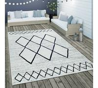 Indoor & Outdoor Flat-Weave Rug Geometric Scandinavian Motif In White Blue