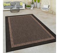 Paco Home Indoor & Outdoor Flat-Weave Rug Modern Border Oriental Motif Brown, Size:120x160 cm