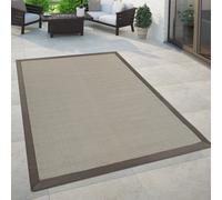 Indoor & Outdoor Flat-Weave Rug Modern Natural Look Monochrome In Beige