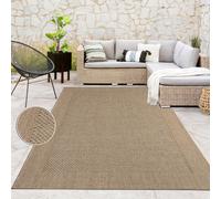Paco Home In- & Outdoor Rug Garden Kitchen Rug Border Sisal Look Monochrome Beige, Size:120x170 cm