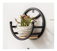 Indoor Outdoor Flower Stand - Wall Mounted Plant Organizer Rack, Wrought Iron Storage Holder for Living Room & Garden, Stylish Flower Pot Display Stand (Black, 25x15x25cm)