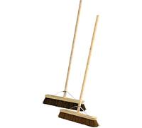 Indoor Outdoor Garage & Yard Coco & Bassine Broom Heads with Long Handle Soft Bristle Sweeping Brush & Handle (18 Inch)