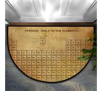 Indoor Outdoor Half Round Door Mat Periodic Table of Elements, Water Absorption and Moisture Proof Semicircle Floor Mat for Entry, Non-Slip Welcome Entrance Way Rug 16 x 24 Inch, Front Door Decor