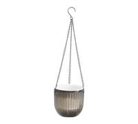 Indoor Outdoor Hanging Plant Pot with Self Watering Feature, Transparent Design for Water Monitoring, Plastic Material with Drainage Holes and Cotton Rope Wicking System (Large)