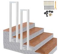 Indoor Outdoor Non-Slip ils Kit - 2.7FT Iron Guardrail for Steps, Adjustable from 1.1FT to 3.3FT, Durable Safety Railing for Home and Garden (White)
