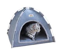 Indoor Outdoor Pet Tent Cat Cave House Portable Easy Assembly Cat Bed Cave with Warm & Cozy Pad Lightweight Durable Washable Shelter for Cats Small Dogs Puppies and Other Small Animals-Dark Gray