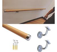 Indoor Outdoor PVC Handrail for Stairs Non Slip Railing with Wall Mount Brackets 20ft Wood Color Staircase Balustrade Durable Safety Support for Steps