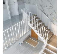 Indoor Outdoor Railing Kit - Non-Slip Metal Step Balustrade Safety Grab Bars for Balcony Corridor Lofts & Garden - 95CM (3.2FT) White Support Rod