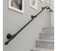 Indoor & Outdoor Railing Set 7.8m Black Ice Railing with Adjustable 30cm Wall Brackets & Metal Screws Perfect Stair Safety Solution & Stylish Design