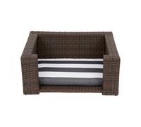 Teamson Pets Clotho Indoor Outdoor Rattan Cat or Small Dog Elevated Bed Lounger with Removeable Washable Cushion Brown ST-N10005-UK