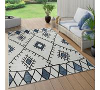 Indoor & Outdoor Rug Flat-Weave Geometric Abstract Diamond Design Ethnic Blue