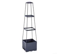 Indoor Outdoor Self Watering Planting Box With Adjustable Trellis Support For Tomatoes, For Climbing Vegetables, And Flower Cultivation(3 Evels-Vine Woven)