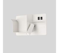 Indoor Outdoor Spotlight,Wall Mounted Adjustable Walls with Switch, Wall Lamp with USB Charging Port, Bedside Wall Lamp with Shelf, Metal Wall with Reading, Indoor Living Room White,Black/Whit/White
