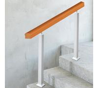 Indoor & Outdoor Stair Railing Kit | Solid Wood Handrail & White Metal Balusters | 3-Step Porch & Deck(Height 85cm,140cm/55inch)