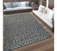 Paco Home Indoor & Outdoor Terraces Rug Ethnic Pattern Border Weatherproof Modern In Grey, Size:160x230 cm