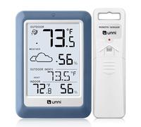 Indoor Outdoor Thermometer Hygrometer Wireless Weather Station, Temperature Humidity Monitor Battery Powered Inside Outside Thermometers with 330ft Range Remote Sensor(Blue)