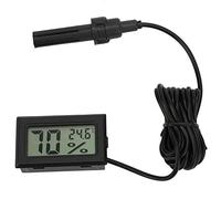 Indoor Outdoor Thermometer, Mini High Precision Square Digital Temperature LCD Humidity Thermometer Hygrometer with Probe 1.5m Line (Black)