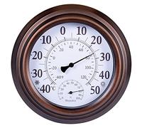 Indoor Outdoor Thermometer Wireless - Wall Thermometer Hygrometer with Stainless Steel Enclosure for Patio, Weather Thermometer Hygrometer, No Battery Required Outdoor Thermometers for the Garden