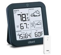 Indoor Outdoor Thermometer Wireless Weather Station, Battery Powered Inside Outside Thermometers Remote Temperature Humidity Monitor with Backlight and Dew-point for Office Bedroom Greenhouse (500 Ft)