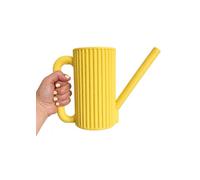 Indoor & Outdoor Watering Can 1L for Plants - Long Spout Precision Plant Watering Jug for Houseplants, Succulents, Flowers & Garden Pots - Modern Ribbed Durable Plastic Design (Yellow)
