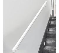 Indoor Outdoor White Zinc Coated Metal Railing 1-6m Wall-Mounted Safety Guardrail for Strong Support Durable il for Stairs and Balconies (390cm)
