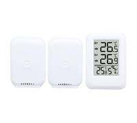 Indoor Outdoor Wireless Thermometer with Time Alarm Calendar, Dual Sensor, Wide Temp Range - Accurate Temperature Humidity Monitoring, Easy Wall Mount for Home Office Factory