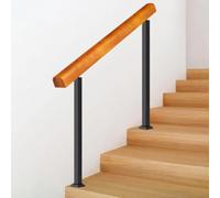 Indoor Outdoor Wooden Stair Railing, Floor-Standing Black Iron Post Handrail Kit(Height 95cm/3.1ft,110cm/43inch)