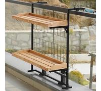 Indoor&OutdoorPlantStand2TierWooden&MetalFlowerRackforBalconyWidthAdjustable116cmVariousSizes(60cmWidth) StylishPottedPlantHolder