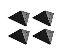 Indoor Outdoors Heavy Duty Pyramid Angel Mounting Corner Brace Bracket - 10cm Support Box Steel Plates for Wood Strengthening, Joining, Fixing, and Repairing - Black (Pack of 4)