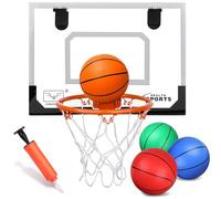 Indoor Over Door Mini Basketball Hoop Set for Kids Adults, Wall Mount Basketball Hoop for Wall 9" Dunk Rim, Room Basketball Hoops Game with 4 Balls Gift for Boys Girls, Holiday Stocking Stuffer