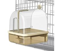 Indoor Parakeet Bath - Chew Resistant Automatic Bath, 2 Shower Stands Playground Perch | Silent Monitoring Refreshing Experience Bird Bath for Travel Breeding Show Outdoor Use