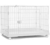Indoor Pet Cage DIY Enclosure, Detachable Playpen on Wheels, Multi-Feature Cat Condo for 1-2 Cats or Small Pets(White,L)